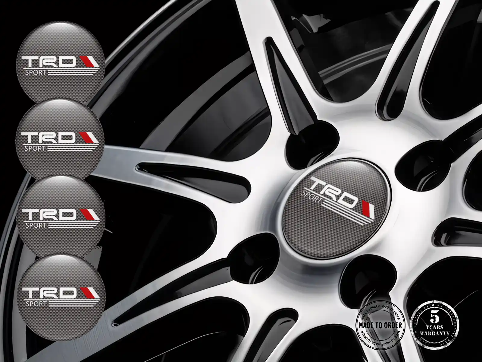 Toyota TRD Pegatinas de Rueda Versión Emblemas Bombados de Resina
